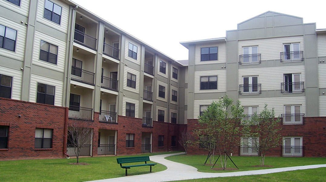 GE Lofts Exterior Rear Courtyard Pimsler Hoss Architects