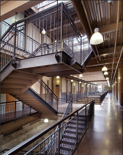 Porterdale Mill Lofts Pimsler Hoss Architects interior stairwell