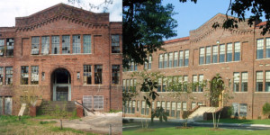 Crogman School Lofts Atlanta, GA exterior before and after