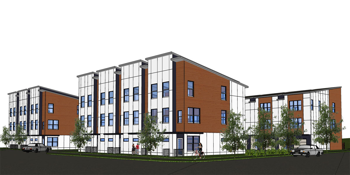 Memorial Drive Townhomes concept elevation rendering