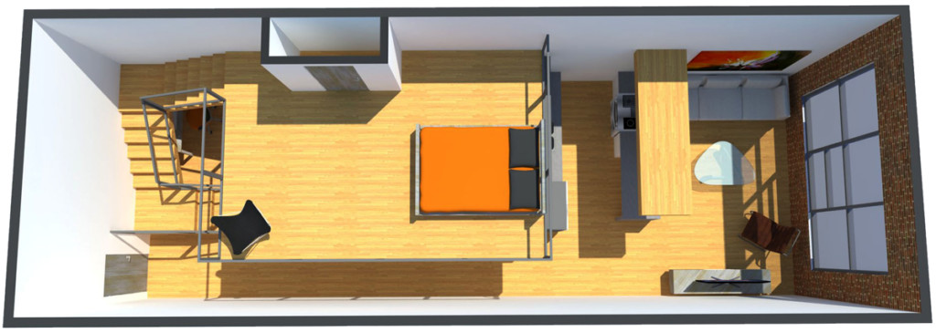 Pryor Street Lofts Redevelopment interior unit rendering