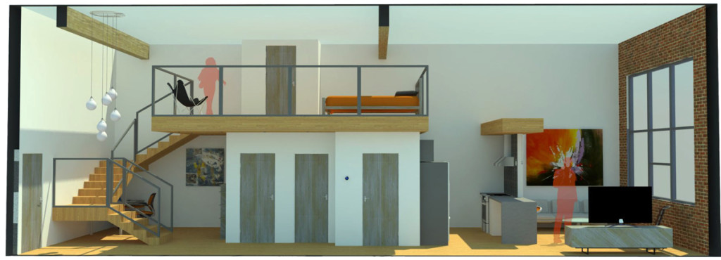 Pryor Street Lofts Redevelopment interior unit rendering