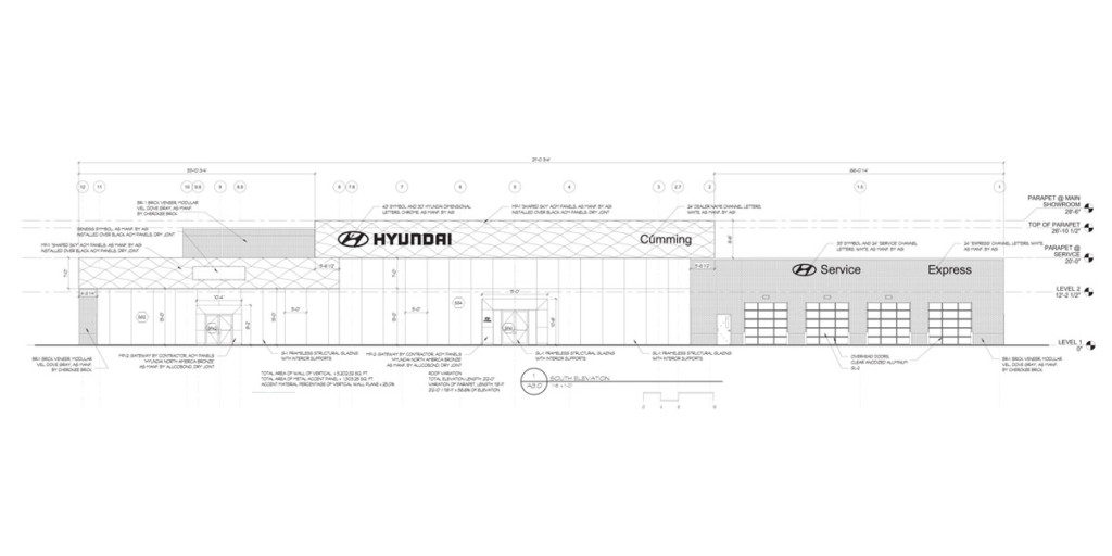 Proposed Elevation Drawing for Hyundai of Cumming